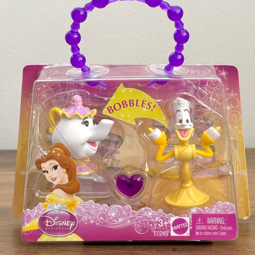 2010 DISNEY PRINCESS Beauty & the Beast Bobble Head Lumiere Mrs. Potts Bobbles